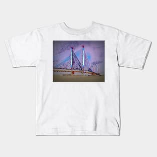 Indian River Bridge at Night Line Drawing Kids T-Shirt